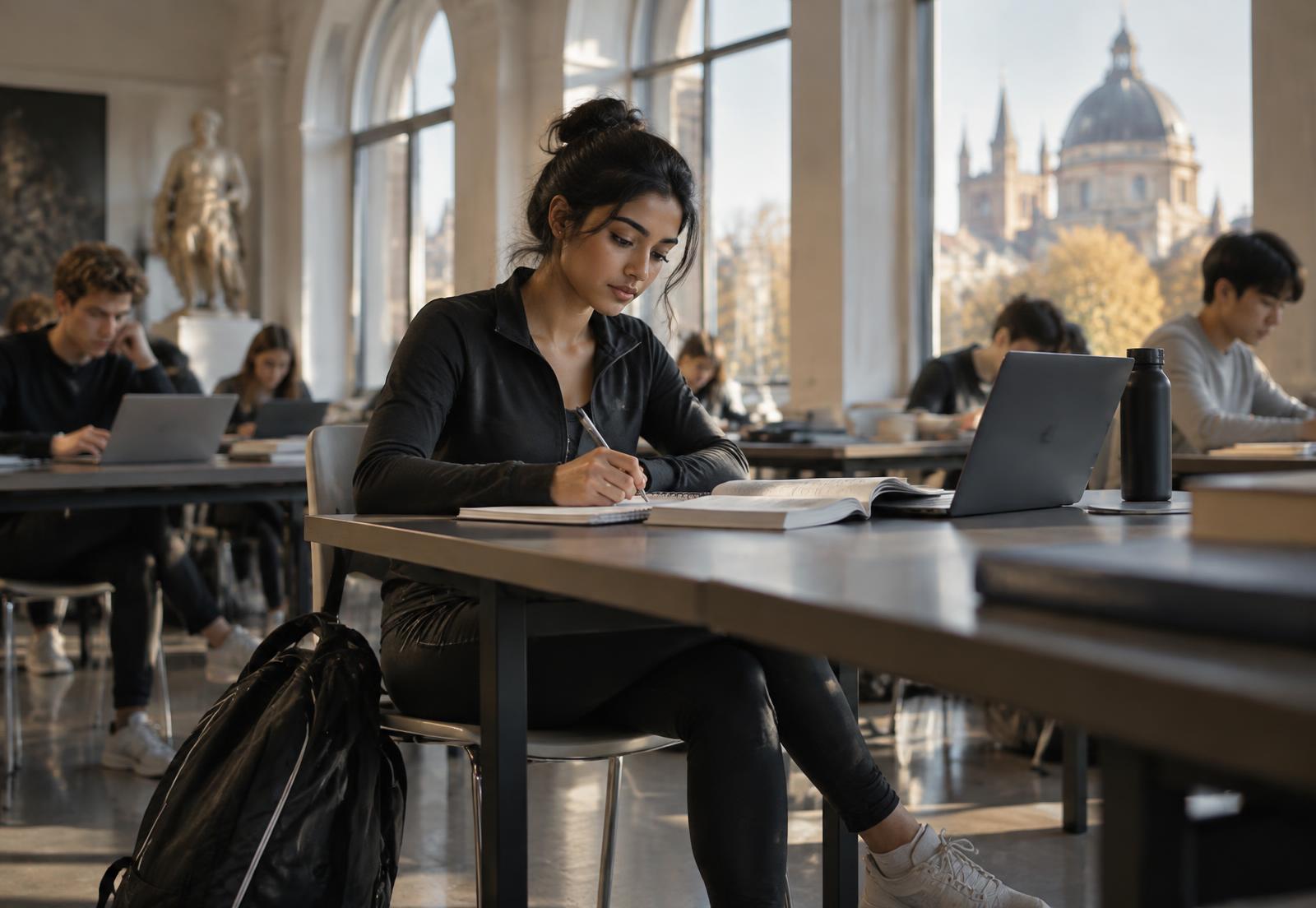 Athlete studying